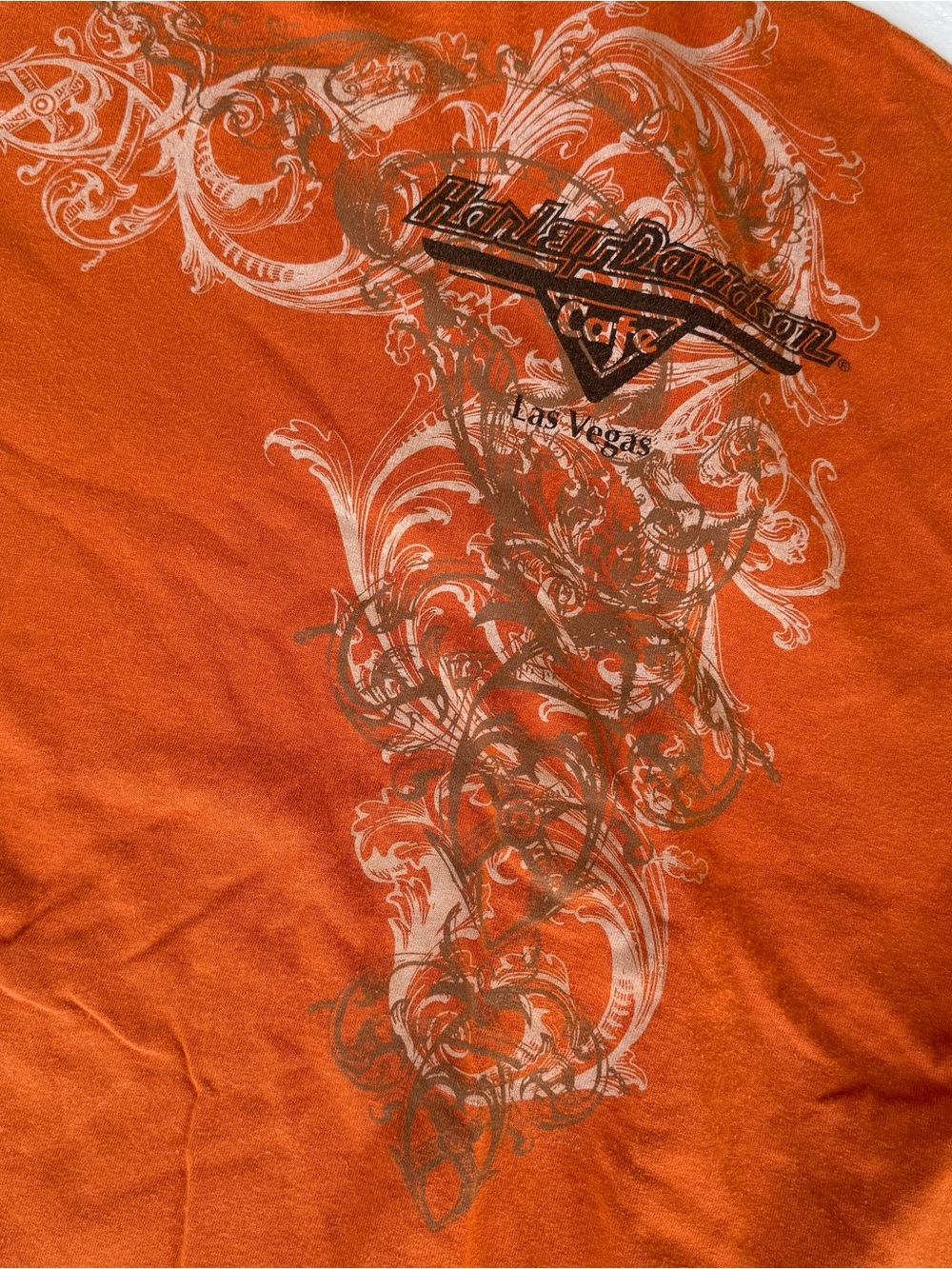 Harley Davidson men's orange graphic Las Vegas Cafe tee XXXL 3 XL